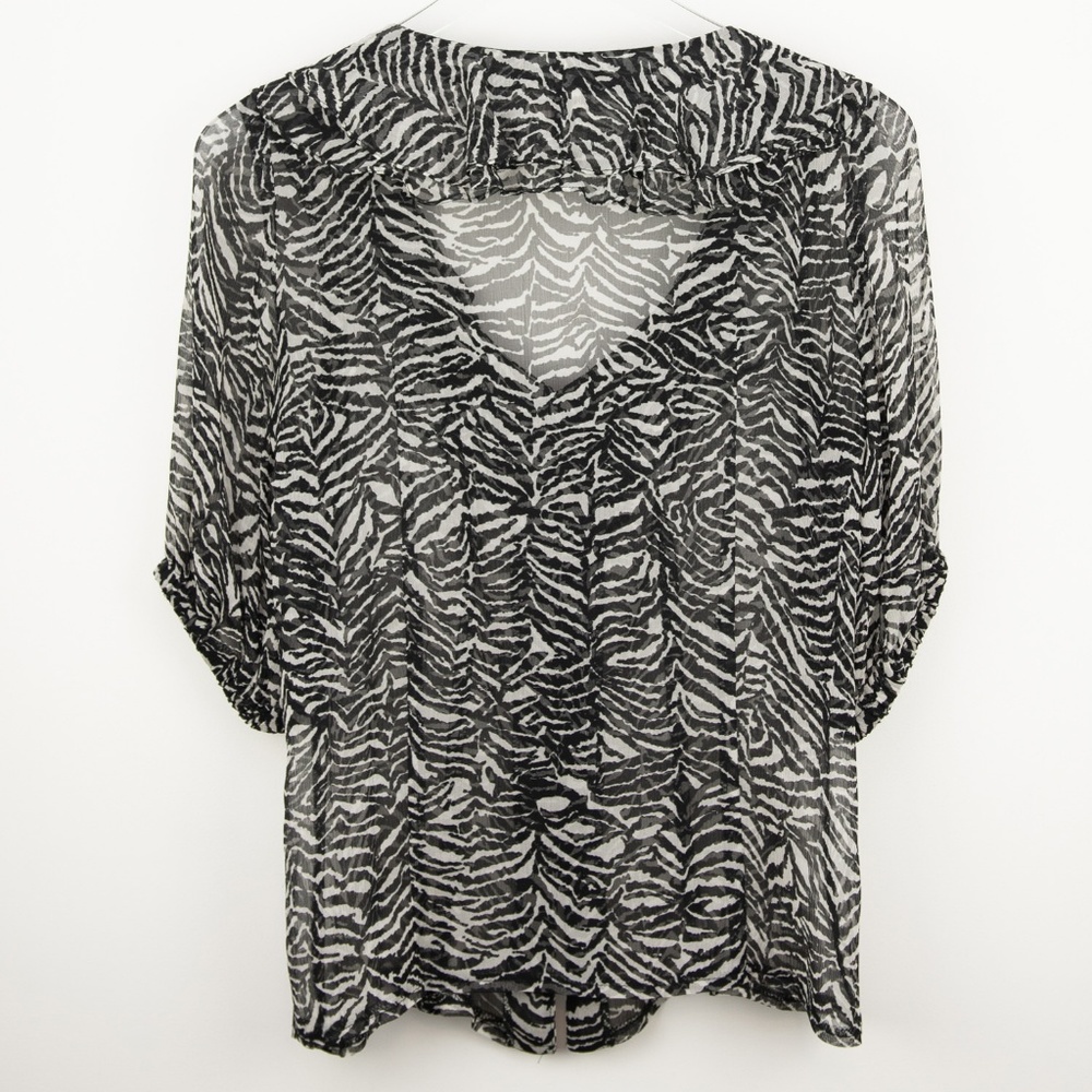 Nanette Lepore Sheer Zebra Print Blouse 4 Black_2